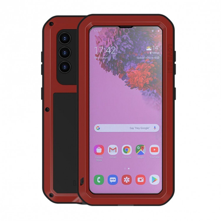 Гибридный чехол LOVE MEI для Samsung Galaxy S21 (красный)