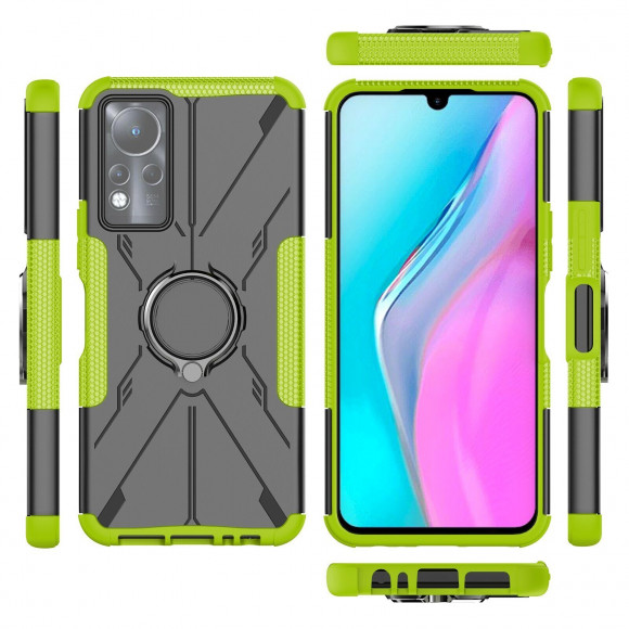 Чехол Armor Shockproof Ring Holder для  Infinix Note 11, Infinix NOTE 12 G88 (черный + зеленый) Чехол Armor Shockproof Ring Holder для  Infinix Note 11, Infinix NOTE 12 G88 (черный + зеленый)