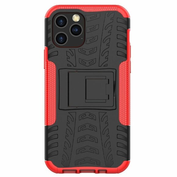 Чехол Hybrid Armor для iPhone 12 / iPhone 12 Pro (черный + красный)
