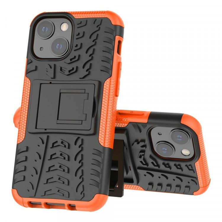 Чехол Hybrid Armor для iPhone 13 mini (черный + оранжевый)