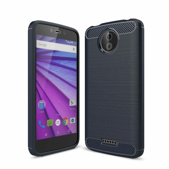 Чехол-накладка Carbon Fibre для Motorola Moto C Plus (темно-синий)