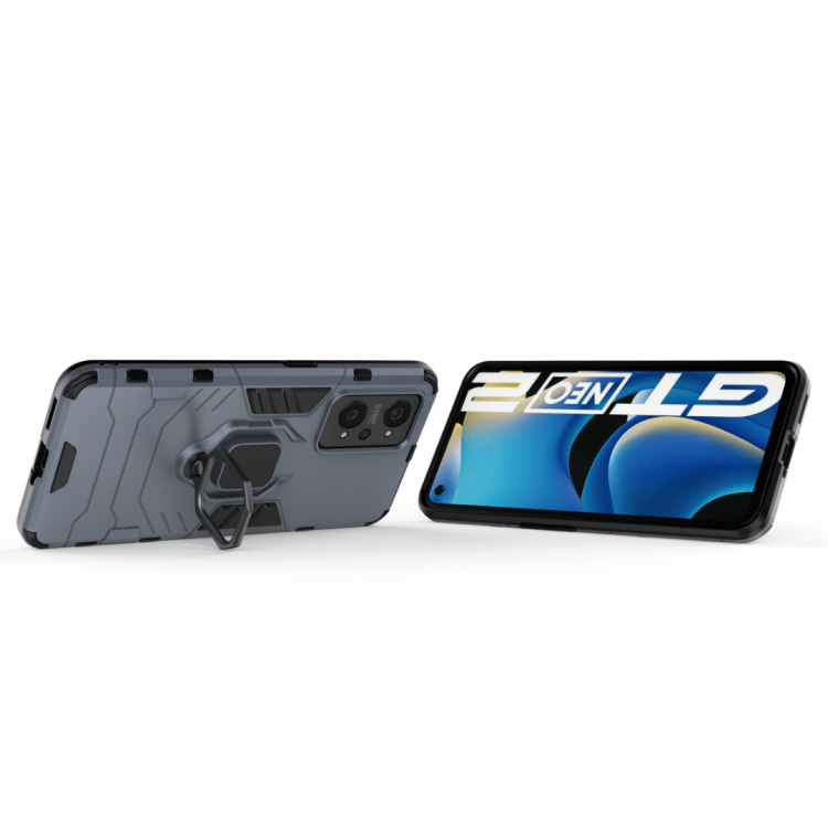 Чехол Armor Ring Holder для Realme GT Neo2, Realme GT Neo 3T (темно-синий)