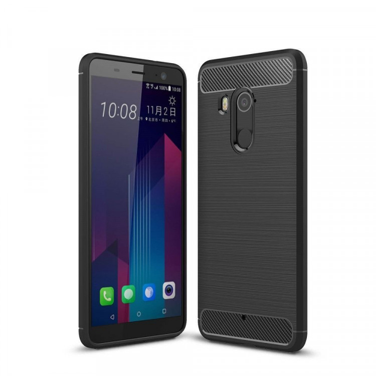 Чехол-накладка Carbon Fibre для HTC U11+ (черный)