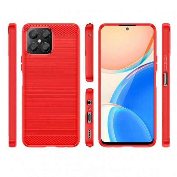Чехол-накладка Carbon Fibre для Honor X8 (красный)
