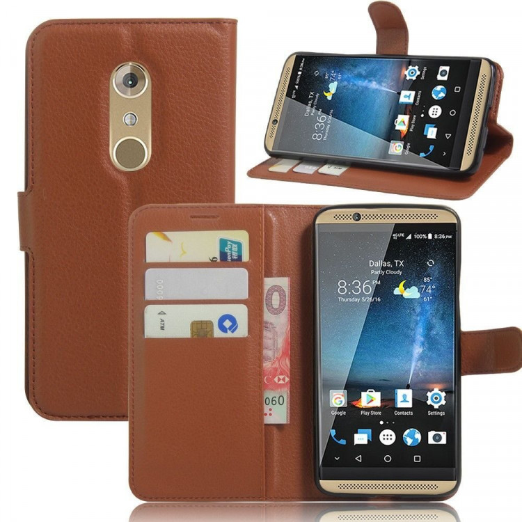 Чехол с визитницей для ZTE Axon 7 (коричневый)