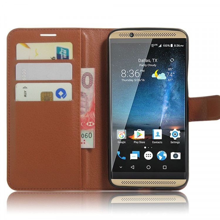 Чехол с визитницей для ZTE Axon 7 (коричневый)