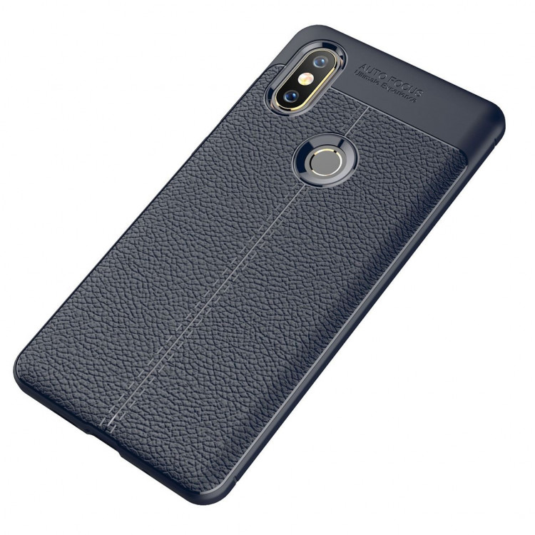 Чехол-накладка Litchi Grain для Xiaomi Mi Mix 2s (темно-синий)