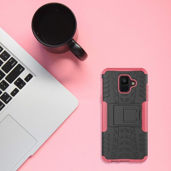 Чехол Hybrid Armor для Samsung Galaxy A6 (черный + розовый)