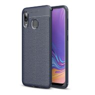 Чехол-накладка Litchi Grain для Samsung Galaxy A40 (темно-синий)