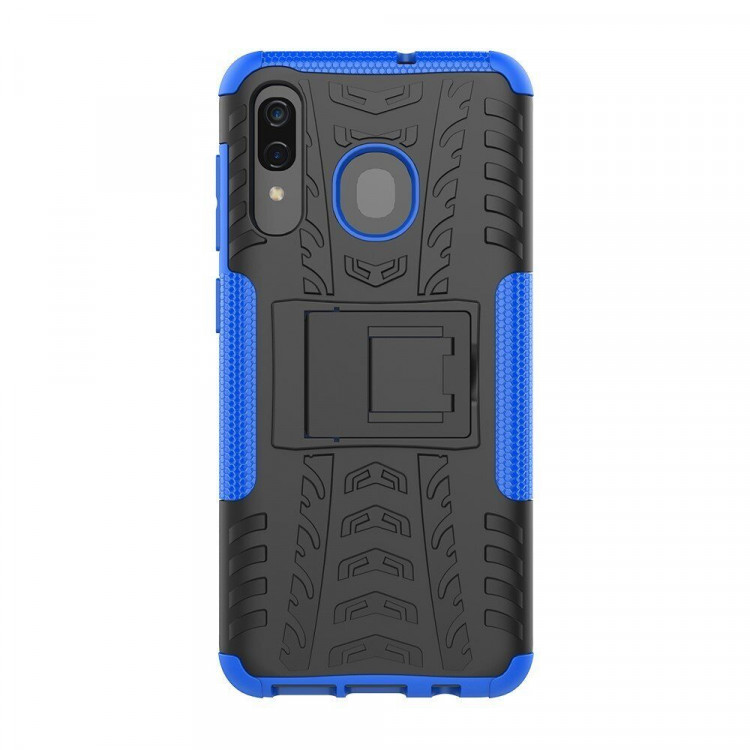 Чехол Hybrid Armor для Samsung Galaxy A30 / Galaxy A20 (черный + голубой)