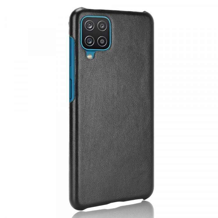 Кожаная накладка-чехол для Samsung Galaxy A12 (черный)