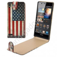 Вертикальный чехол Retro USA Flag для Huawei Ascend P6 Вертикальный чехол Retro USA Flag для Huawei Ascend P6