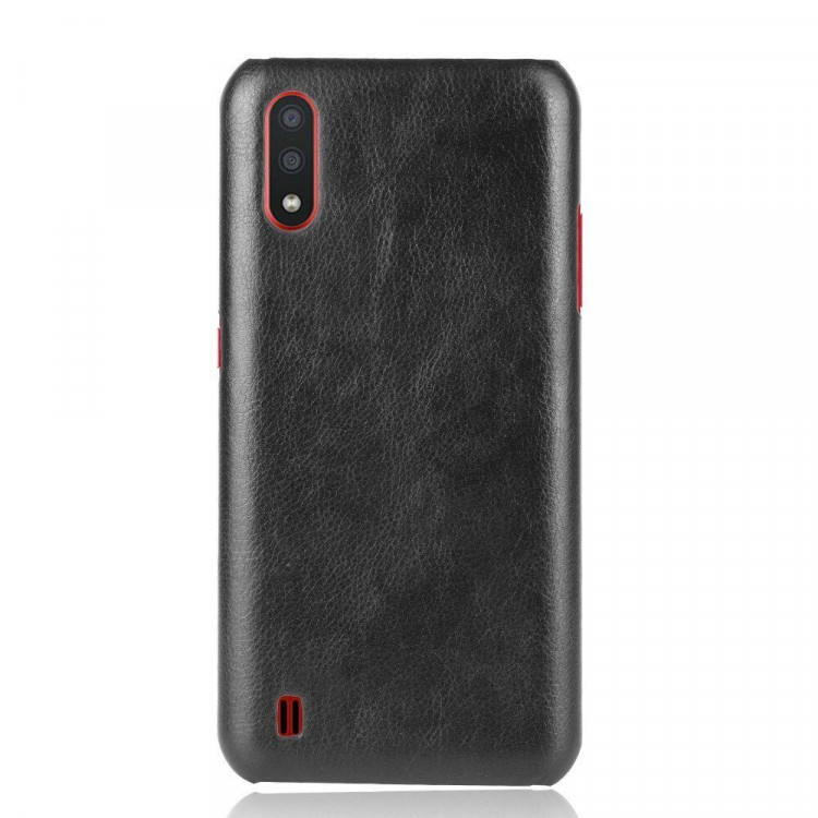 Кожаная накладка-чехол для Samsung Galaxy M01 (черный)