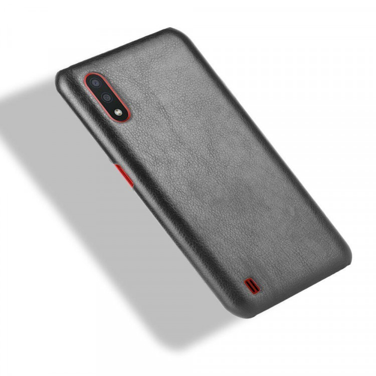 Кожаная накладка-чехол для Samsung Galaxy M01 (черный)