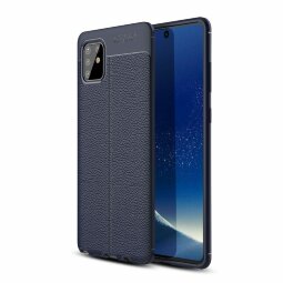 Чехол-накладка Litchi Grain для Samsung Galaxy Note10 Lite (темно-синий)
