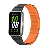 Ремешок для Samsung Galaxy Fit 3 Magnetic Silicone (черный, оранжевый)