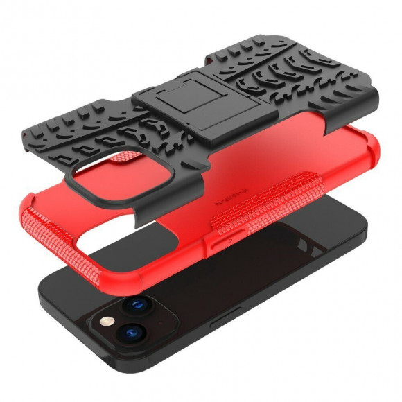Чехол Hybrid Armor для iPhone 14 (черный + красный) Чехол Hybrid Armor для iPhone 14 (черный + красный)