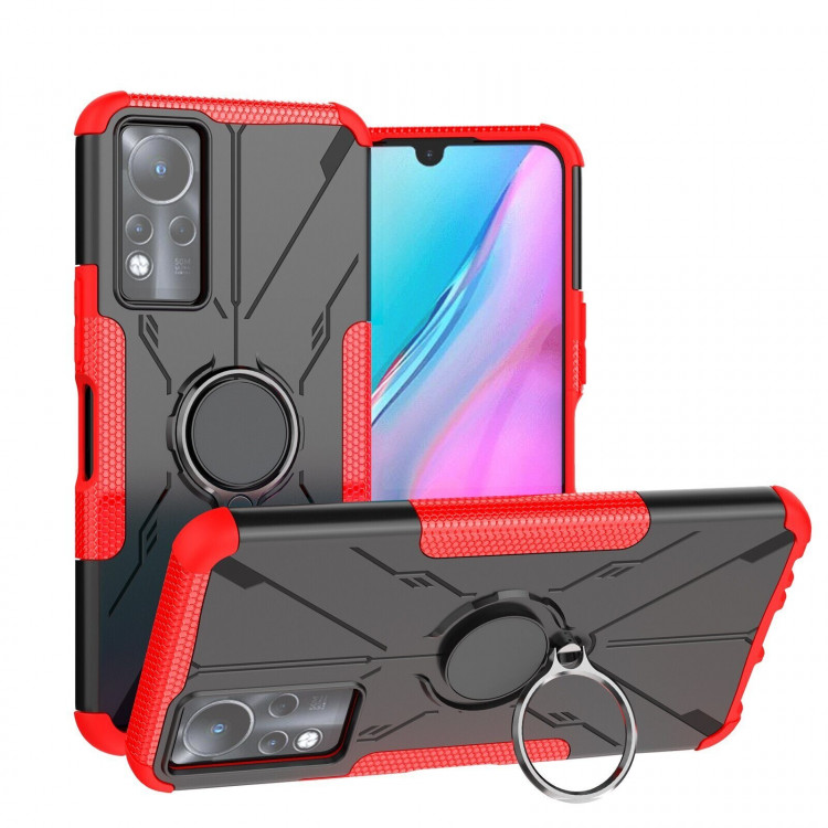 Чехол Armor Shockproof Ring Holder для  Infinix Note 11, Infinix NOTE 12 G88 (черный + красный)
