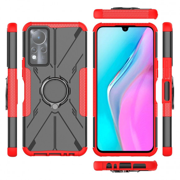 Чехол Armor Shockproof Ring Holder для  Infinix Note 11, Infinix NOTE 12 G88 (черный + красный) Чехол Armor Shockproof Ring Holder для  Infinix Note 11, Infinix NOTE 12 G88 (черный + красный)