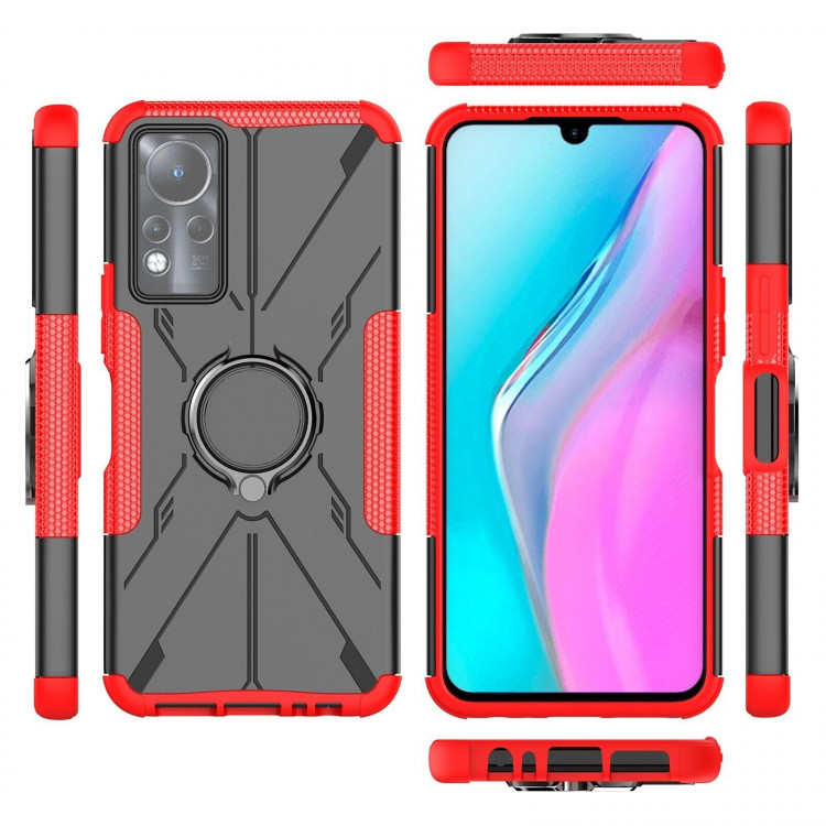 Чехол Armor Shockproof Ring Holder для  Infinix Note 11, Infinix NOTE 12 G88 (черный + красный)