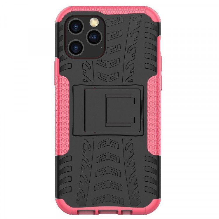 Чехол Hybrid Armor для iPhone 12 / iPhone 12 Pro (черный + розовый)