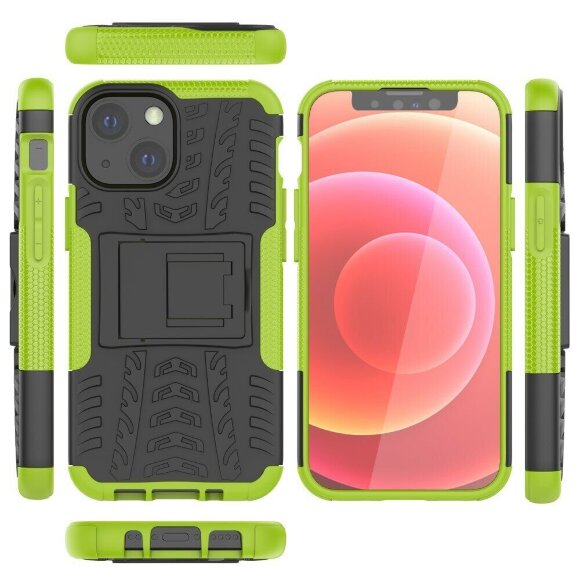Чехол Hybrid Armor для iPhone 13 mini (черный + зеленый) Чехол Hybrid Armor для iPhone 13 mini (черный + зеленый)