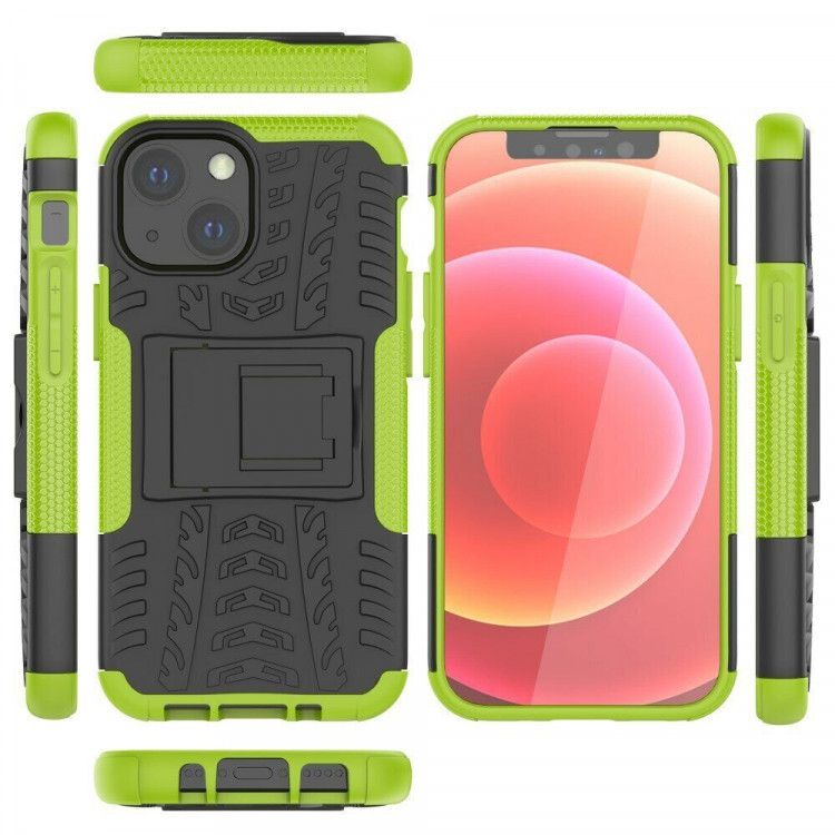 Чехол Hybrid Armor для iPhone 13 mini (черный + зеленый)
