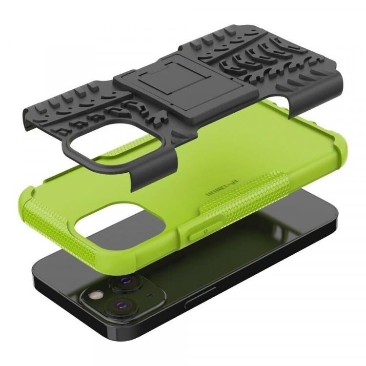 Чехол Hybrid Armor для iPhone 13 mini (черный + зеленый)