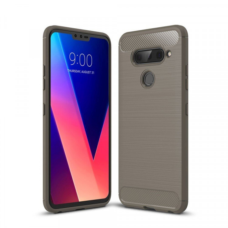 Чехол-накладка Carbon Fibre для LG V40 ThinQ (серый)