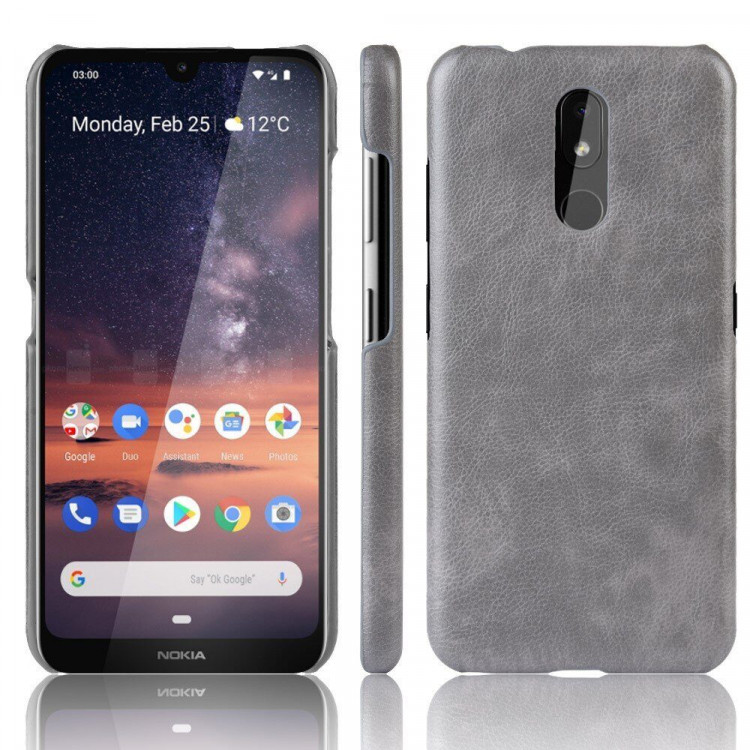 Кожаная накладка-чехол для Nokia 3.2 (серый)
