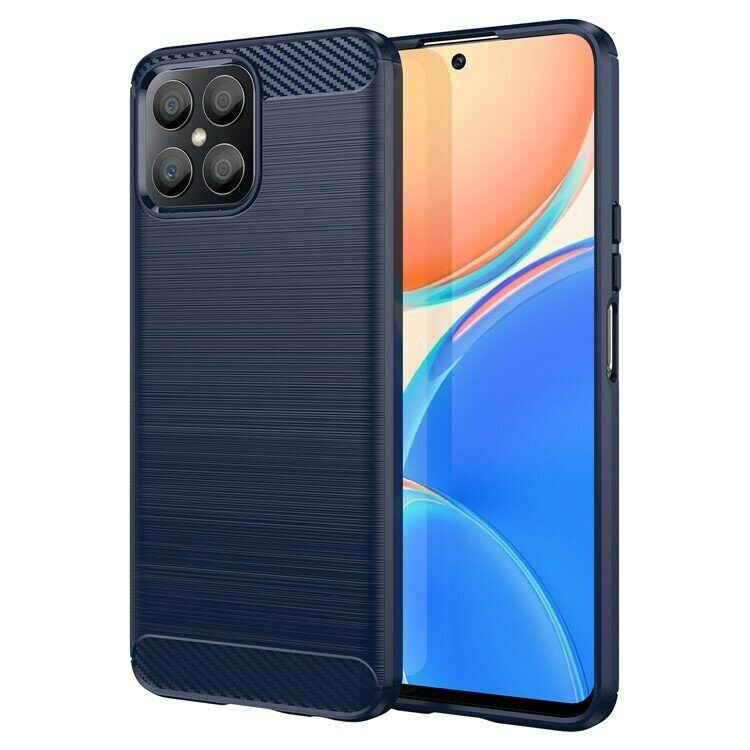 Чехол-накладка Carbon Fibre для Honor X8 (темно-синий)