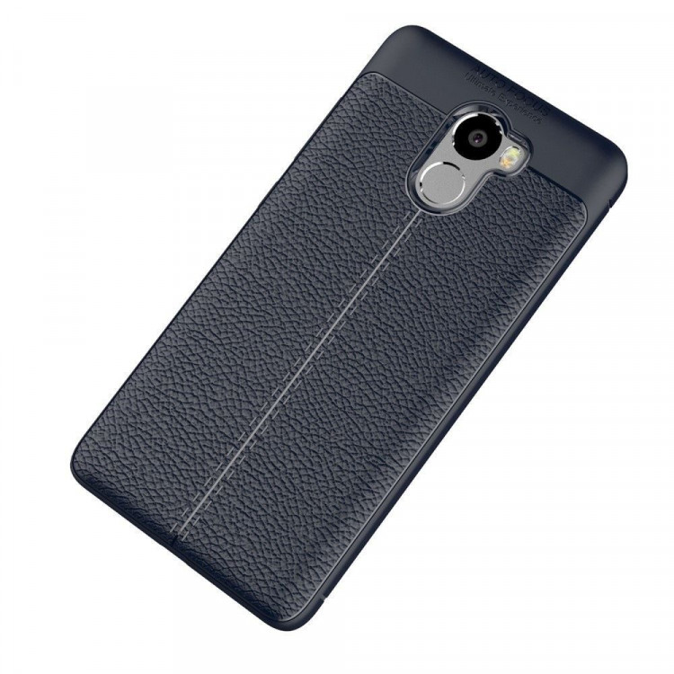 Чехол-накладка Litchi Grain для Xiaomi Redmi 4 (темно-синий)