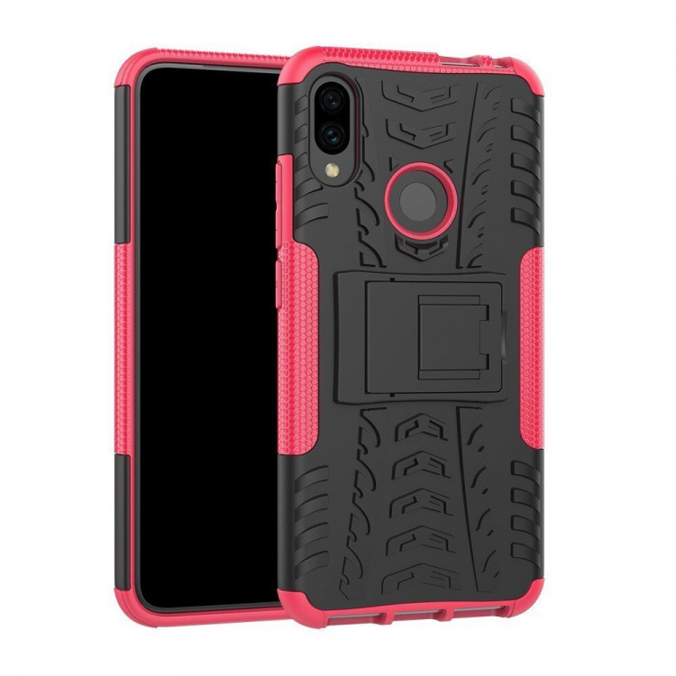Чехол Hybrid Armor для Xiaomi Redmi Note 7 / Redmi Note 7 Pro (черный + розовый)