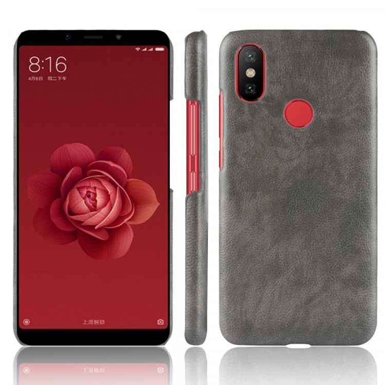 Чехол Litchi Texture для Xiaomi Mi 6X / Mi A2 (серый)