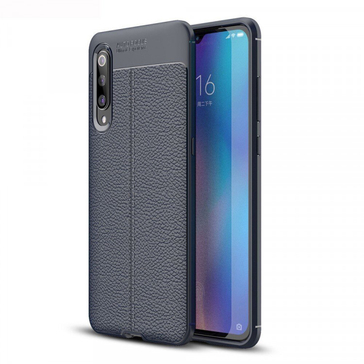 Чехол-накладка Litchi Grain для Xiaomi Mi 9 (темно-синий)