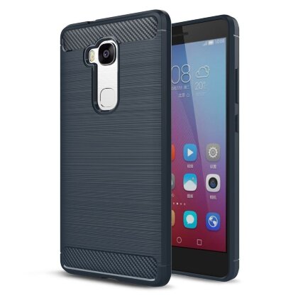 Чехол-накладка Carbon Fibre для Huawei Honor 5X (темно-синий)