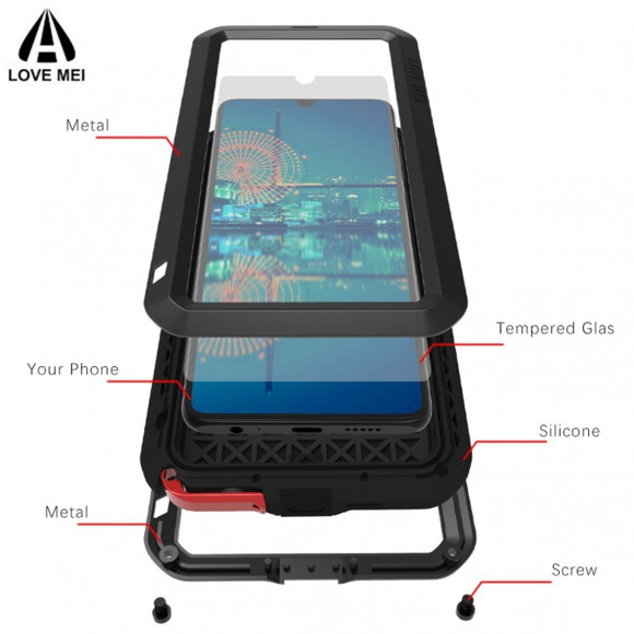 Гибридный чехол LOVE MEI для Huawei P30 (черный)