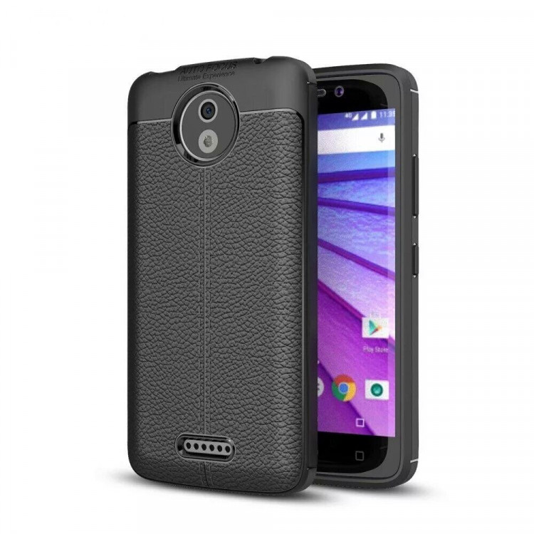 Чехол-накладка Litchi Grain для Motorola Moto C (черный)