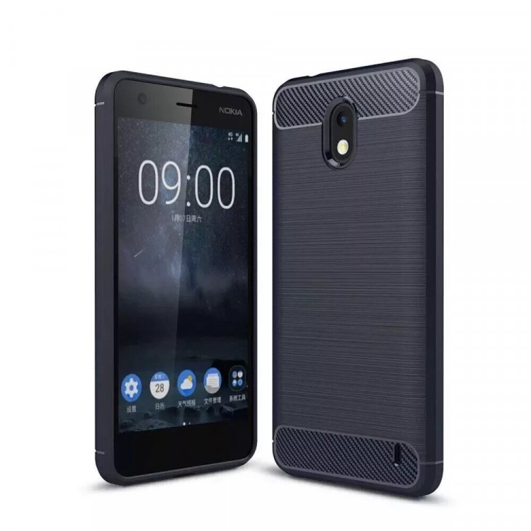 Чехол-накладка Carbon Fibre для Nokia 2 (темно-синий)