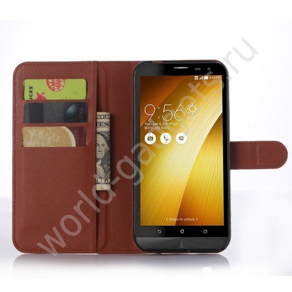 Чехол с визитницей для Asus Zenfone Zoom ZX551ML / ZX550ML (коричневый) Чехол с визитницей для Asus Zenfone Zoom ZX551ML / ZX550ML (коричневый)
