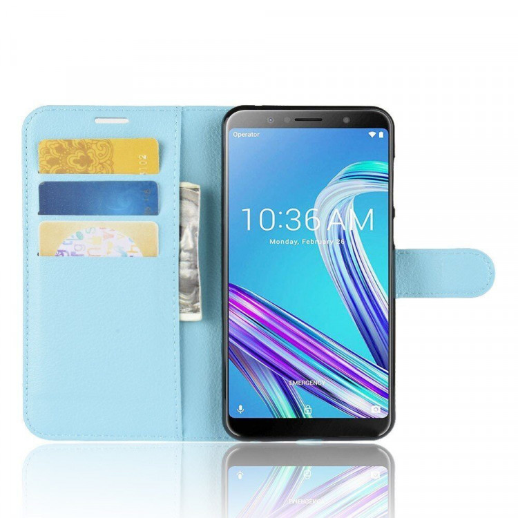 Чехол с визитницей для Asus Zenfone Max Pro (M1) ZB601KL / ZB602KL (голубой)