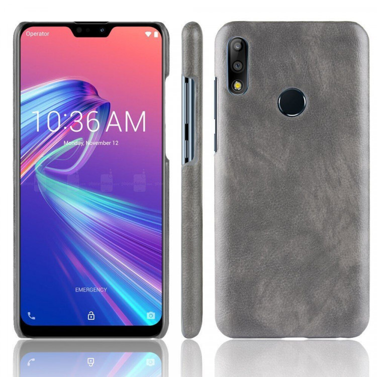 Кожаная накладка-чехол Litchi Texture для Asus Zenfone Max Pro (M2) ZB631KL (серый)
