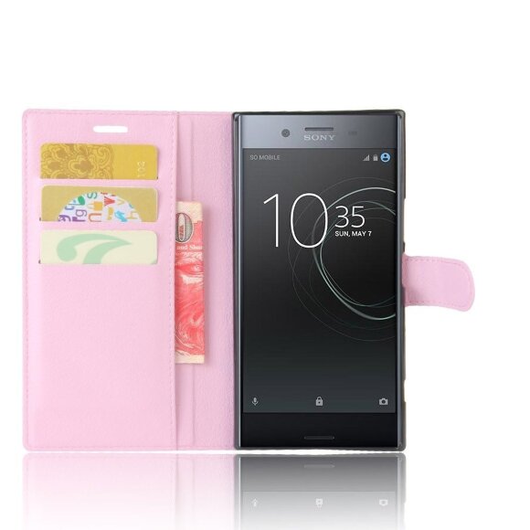 Чехол с визитницей для Sony Xperia XZ Premium (розовый) Чехол с визитницей для Sony Xperia XZ Premium (розовый)