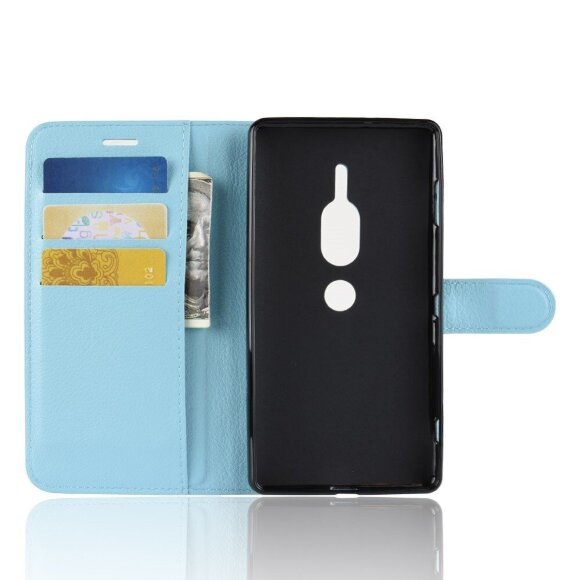 Чехол с визитницей для Sony Xperia XZ2 Premium (голубой) Чехол с визитницей для Sony Xperia XZ2 Premium (голубой)