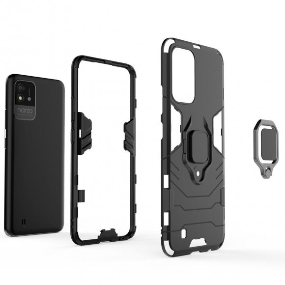 Чехол Armor Ring Holder для Realme Narzo 50i (темно-синий) Чехол Armor Ring Holder для Realme Narzo 50i (темно-синий)