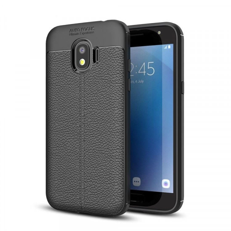Чехол-накладка Litchi Grain для Samsung Galaxy J2 Pro 2018 (черный)