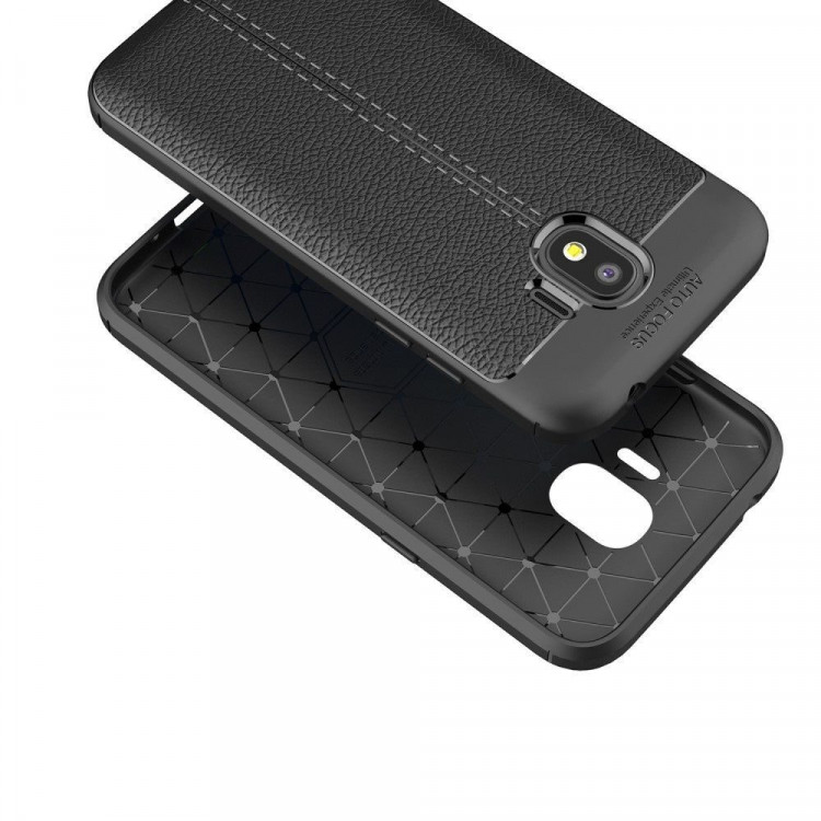 Чехол-накладка Litchi Grain для Samsung Galaxy J2 Pro 2018 (черный)