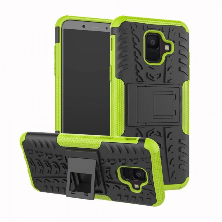 Чехол Hybrid Armor для Samsung Galaxy A6 (черный + зеленый)