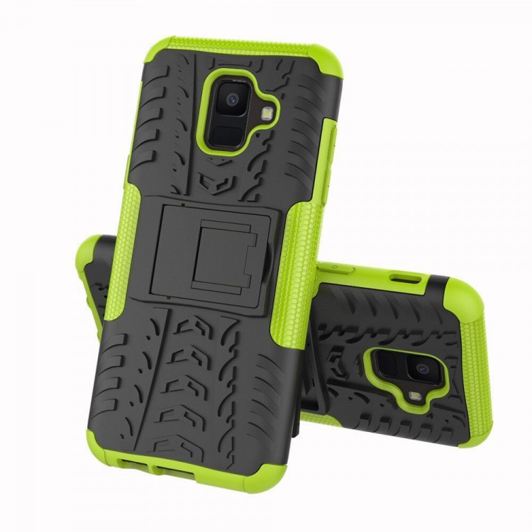 Чехол Hybrid Armor для Samsung Galaxy A6 (черный + зеленый)