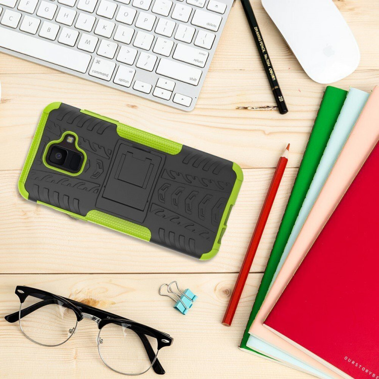 Чехол Hybrid Armor для Samsung Galaxy A6 (черный + зеленый)